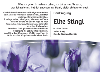 Traueranzeige von Elke Stingl von Südthüringer Presse