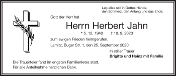 Traueranzeige von Herbert Jahn von Frankenpost