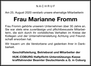 Traueranzeige von Marianne Fromm von Neue Presse Coburg