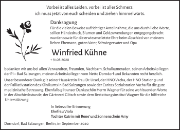 Traueranzeige von Winfried Kühne von Südthüringer Presse