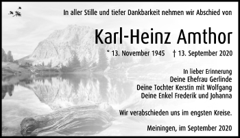 Traueranzeige von Karl-Heinz Amthor von Südthüringer Presse
