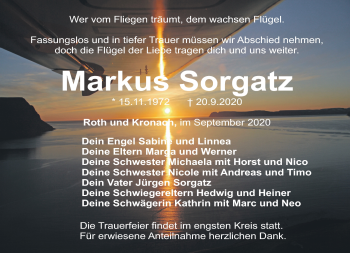Traueranzeige von Markus Sorgatz von Neue Presse Coburg