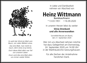 Traueranzeige von Heinz Wittmann von Neue Presse Coburg