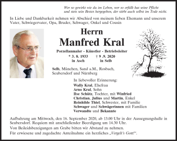 Traueranzeige von Manfred Kral von Frankenpost