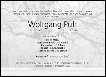 Traueranzeige von Wolfgang Puff von Neue Presse Coburg