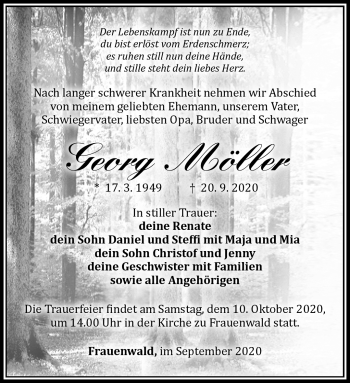 Traueranzeige von Georg Möller von Südthüringer Presse