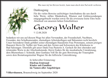 Traueranzeige von Georg Walter von Südthüringer Presse