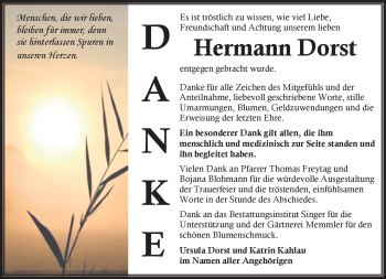 Traueranzeige von Hermann Dost von Südthüringer Presse