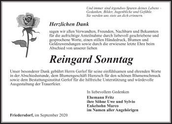 Traueranzeige von Reingard Sonntag von Südthüringer Presse