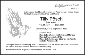Traueranzeige von Tilly Pösch von Frankenpost