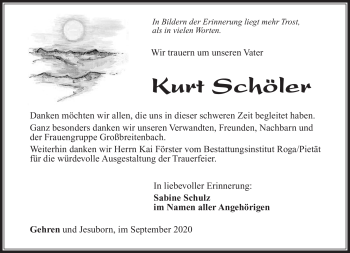 Traueranzeige von Kurt Schöler von Südthüringer Presse