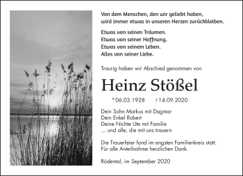 Traueranzeige von Heinz Stößel von Neue Presse Coburg