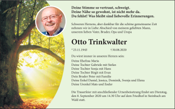 Traueranzeige von Otto Trinkwalter von Neue Presse Coburg