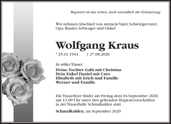 Traueranzeige von Wolfgang Kraus von Südthüringer Presse