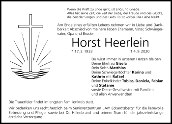 Traueranzeige von Horst Heerlein von Neue Presse Coburg