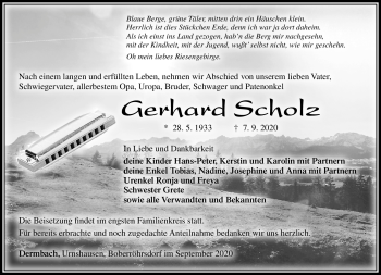 Traueranzeige von Gerhard Scholz von Südthüringer Presse