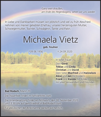 Traueranzeige von Michaela Vietz von Neue Presse Coburg