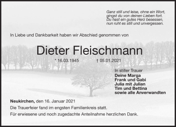 Traueranzeige von Dieter Fleischmann von Neue Presse Coburg