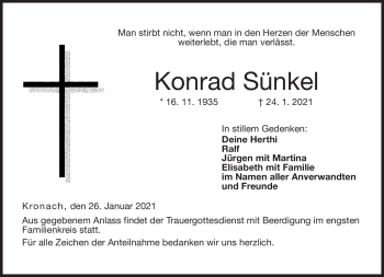 Traueranzeige von Konrad Sünkel von Neue Presse Coburg