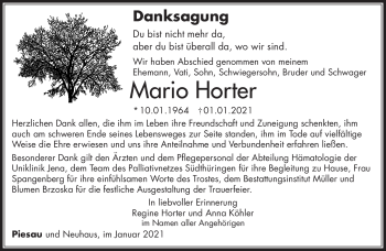 Traueranzeige von Mario Horter von Südthüringer Presse