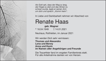 Traueranzeige von Renate Haas von Frankenpost