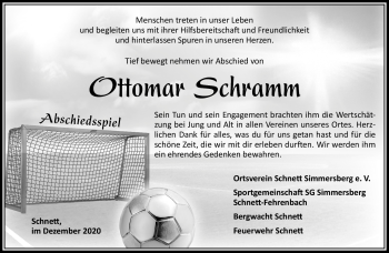 Traueranzeige von Ottomar Schramm von Südthüringer Presse