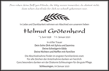 Traueranzeige von Helmut Grötenherd von Südthüringer Presse