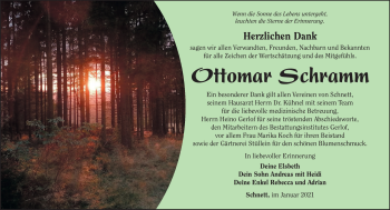 Traueranzeige von Ottomar Schramm von Südthüringer Presse
