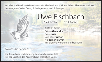Traueranzeige von Uwe Fischbach von Neue Presse Coburg