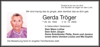 Traueranzeige von Gerda Tröger von Frankenpost