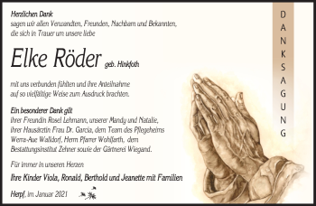 Traueranzeige von Elke Röder von Südthüringer Presse
