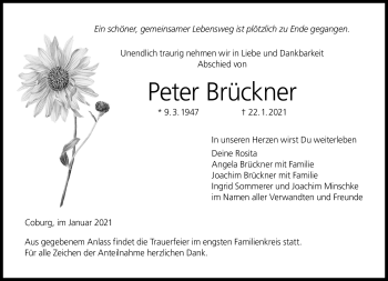 Traueranzeige von Peter Brückner von Neue Presse Coburg