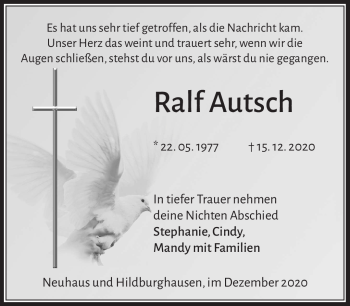Traueranzeige von Ralf Autsch von Südthüringer Presse