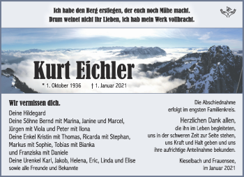 Traueranzeige von Kurt Eichler von Südthüringer Presse