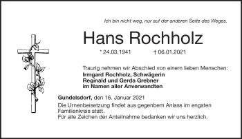 Traueranzeige von Hans Rochholz von Neue Presse Coburg