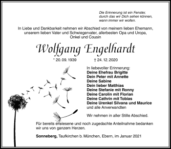 Traueranzeige von Wolfgang Engelhardt von Südthüringer Presse