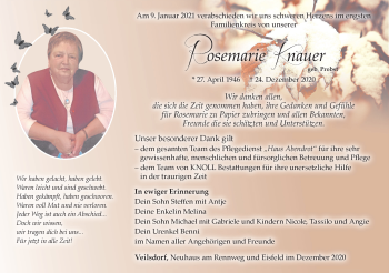 Traueranzeige von Rosemarie Knauer von Südthüringer Presse