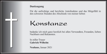 Traueranzeige von Konstanze Wetzig von Südthüringer Presse