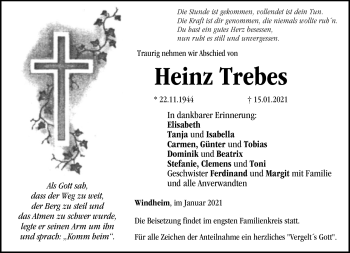Traueranzeige von Heinz Trebes von Neue Presse Coburg