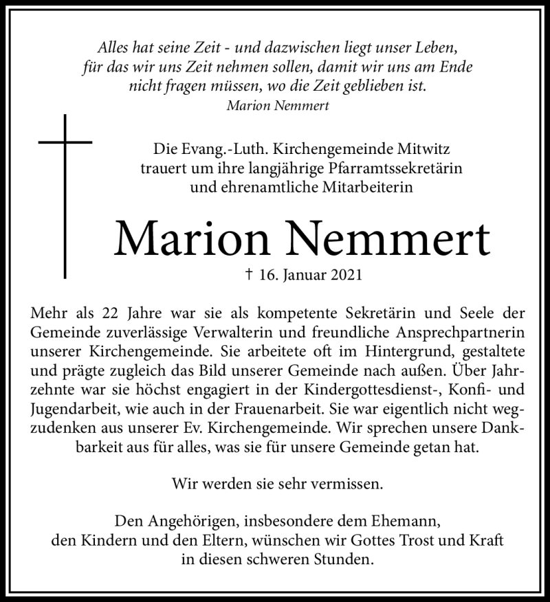  Traueranzeige für   vom 23.01.2021 aus Neue Presse Coburg