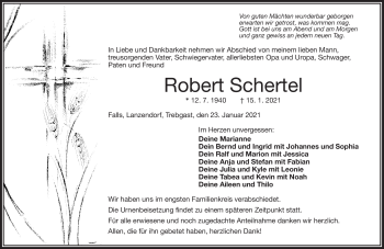 Traueranzeige von Robert Schertel von Frankenpost