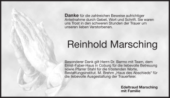 Traueranzeige von Reinhold Marsching von Neue Presse Coburg