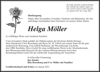 Traueranzeige von Helga Möller von Südthüringer Presse