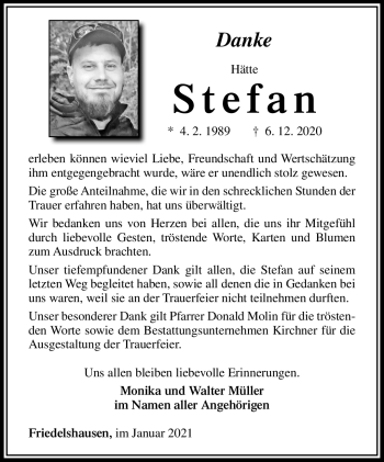 Traueranzeige von Stefan Müller von Südthüringer Presse