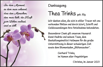Traueranzeige von Thea Trinks von Südthüringer Presse