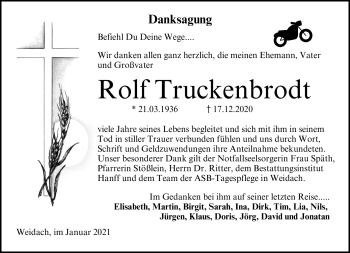 Traueranzeige von Rolf Truckenbrodt von Neue Presse Coburg