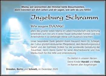 Traueranzeige von Ingeburg Schramm von Südthüringer Presse