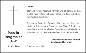 Traueranzeige von Rosalia Bergmeier von Neue Presse Coburg
