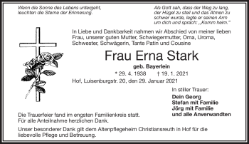 Traueranzeige von Erna Stark von Frankenpost