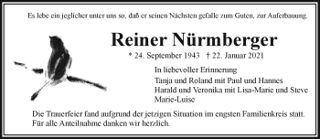 Traueranzeige von Reiner Nürmberger von Frankenpost